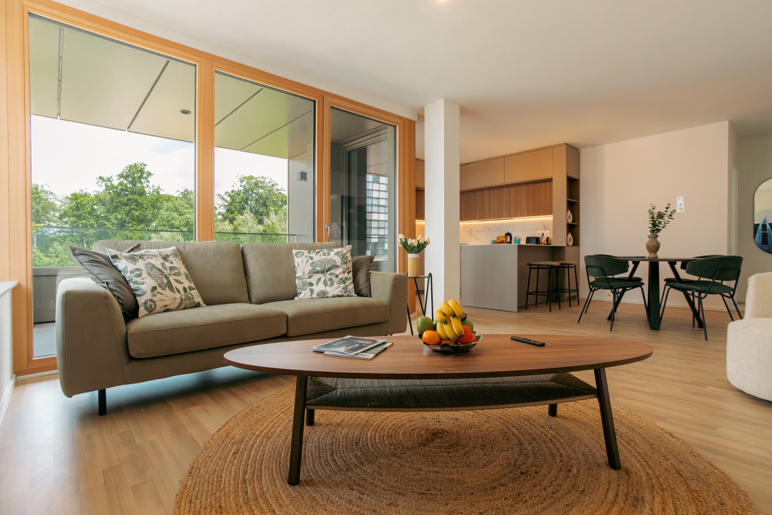 Lounge area in Apartment Escher, Media Bay Apartments, Kirchberg, Luxembourg