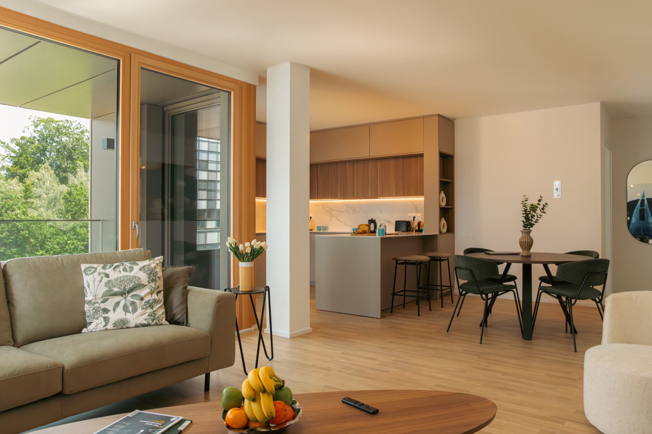 Lounge area in Apartment Escher, Media Bay Apartments, Kirchberg, Luxembourg