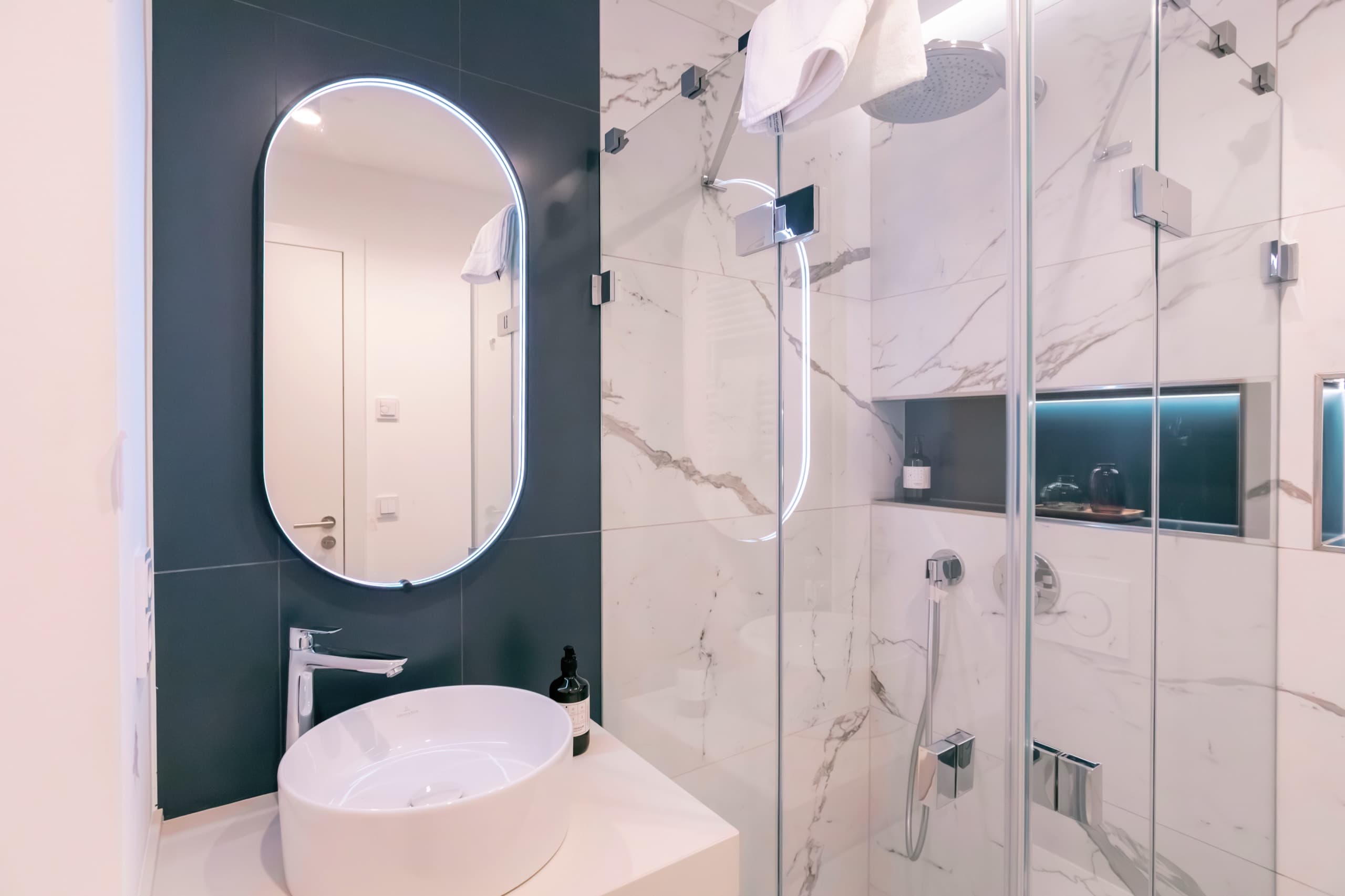 Shower room in Apartment Escher, Media Bay Apartments, Kirchberg, Luxembourg